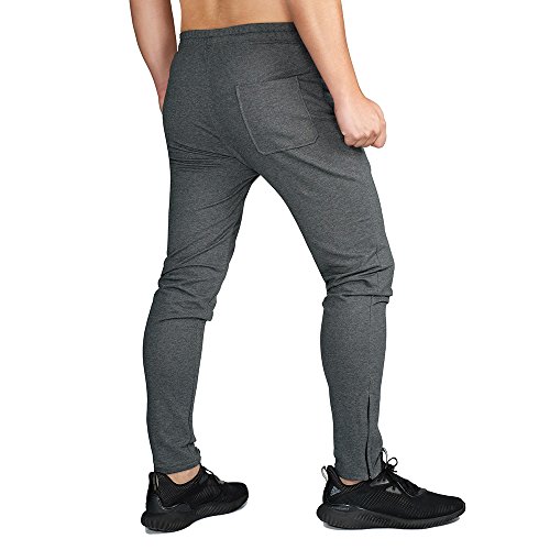 Brokig - Pantalones de chándal para hombre, con cremallera, con bolsillos Gris gris oscuro 27-32