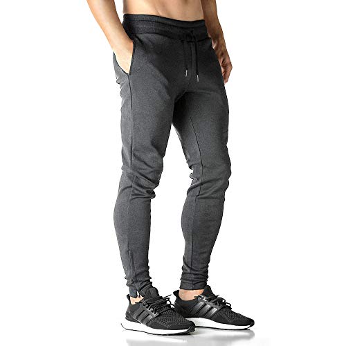 Brokig - Pantalones de chándal para hombre, con cremallera, con bolsillos Gris gris oscuro 27-32