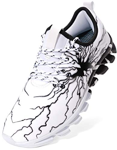 BRONAX Zapatos para Correr Hombre Zapatillas de Deportes Tenis Deportivas Running Calzado Trekking Sneakers Gimnasio Transpirables Casual Montaña Blanco Negro 41