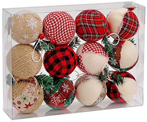Brubaker Juego de 12 Piezas de Bolas de Navidad Bolas de Árbol de Navidad Cubiertas de Yute - Decoración Natural de Árbol de Navidad - Rojo Verde - Ø 8 cm Brubaker Juego de 12 Piezas de Bolas de Navidad Bolas de Árbol de Navidad Cubiertas de Yute - Decoración Natural de Árbol de Navidad - Rojo Verde - Ø 8 cm