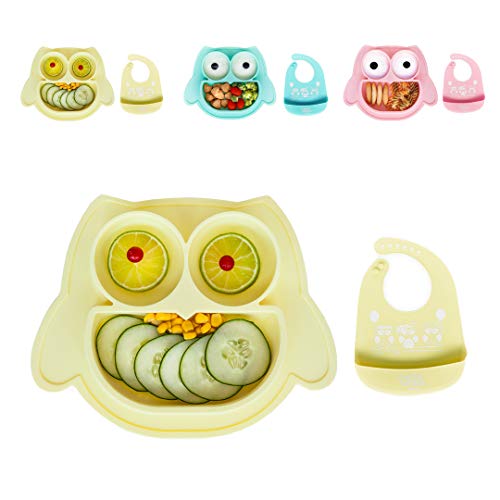 Brunoko Plato para bebe con babero - Plato Silicona para infantil con mantel individual - Ventosas antivuelco para tronas y sillines - Seguro en lavavajillas/microondas - Diseñado en España Brunoko Plato para bebe con babero - Plato Silicona para infantil con mantel individual - Ventosas antivuelco para tronas y sillines - Seguro en lavavajillas/microondas - Diseñado en España