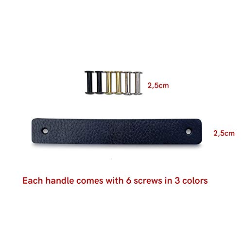 Brute Strength - Tirador de cuero - Negro - 6 piezas - 16,5 x 2,5 cm - incluye tres colores de tornillos por manija de cuero para los gabinetes de cocina - baño - gabinetes Brute Strength - Tirador de cuero - Negro - 6 piezas - 16,5 x 2,5 cm - incluye tres colores de tornillos por manija de cuero para los gabinetes de cocina - baño - gabinetes