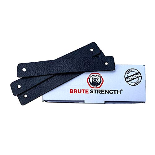 Brute Strength - Tirador de cuero - Negro - 6 piezas - 16,5 x 2,5 cm - incluye tres colores de tornillos por manija de cuero para los gabinetes de cocina - baño - gabinetes