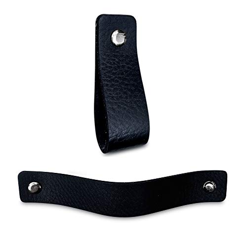 Brute Strength - Tirador de cuero - Negro - 6 piezas - 16,5 x 2,5 cm - incluye tres colores de tornillos por manija de cuero para los gabinetes de cocina - baño - gabinetes Brute Strength - Tirador de cuero - Negro - 6 piezas - 16,5 x 2,5 cm - incluye tres colores de tornillos por manija de cuero para los gabinetes de cocina - baño - gabinetes