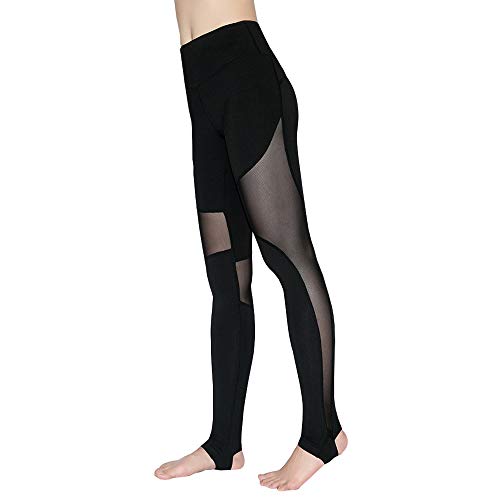 BRZSACR Deportivas Pantalones Deportes para Running Yoga Fitness Gym Leggings Deportivos de Malla para Mujer, Pantalones de Yoga Slim (Negro, S)