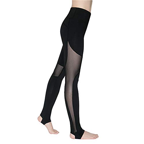 BRZSACR Deportivas Pantalones Deportes para Running Yoga Fitness Gym Leggings Deportivos de Malla para Mujer, Pantalones de Yoga Slim (Negro, S)