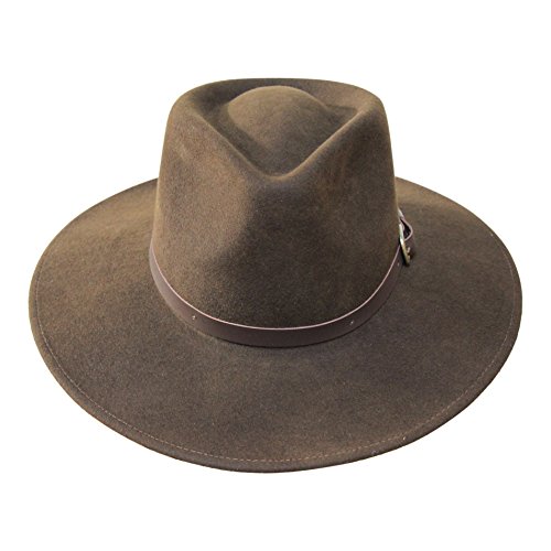 B&S Premium Lewis - Sombrero de ala Ancha Fedora - 100% Fieltro de Lana - Resistente al Agua - Banda de Piel - Marron Oscuro 60cm B&S Premium Lewis - Sombrero de ala Ancha Fedora - 100% Fieltro de Lana - Resistente al Agua - Banda de Piel - Marron Oscuro 60cm