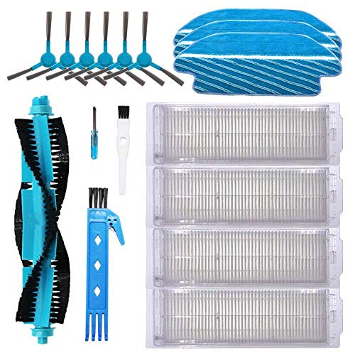 BSDY YQWRFEWYT Kit Accesorios de Recambio para Cecotec Conga Excellence 3490 3290 Robot Aspiradora, Material Premium, Pack Familiar de 1 Cepillo Principal+4 Filtros + 6 Cepillos Laterales + 3 Mopas