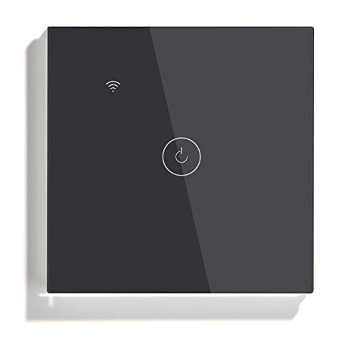 BSEED Alexa interruptor de luz inteligente con Bluetooth, 1 compartimento 1 vía, wifi, funciona con su Amazon Alexa y Google Home, interruptor táctil de cristal negro (requiere cable neutro) BSEED Alexa interruptor de luz inteligente con Bluetooth, 1 compartimento 1 vía, wifi, funciona con su Amazon Alexa y Google Home, interruptor táctil de cristal negro (requiere cable neutro)