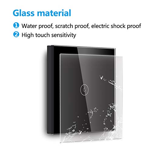 BSEED Interruptores de luz de pared Smart WiFi Touch Sensor (se necesita alimentación neutra) Panel de vidrio compatible Alexa/Tuya/IFTT 2 Gang 1 Via Negro BSEED Interruptores de luz de pared Smart WiFi Touch Sensor (se necesita alimentación neutra) Panel de vidrio compatible Alexa/Tuya/IFTT 2 Gang 1 Via Negro