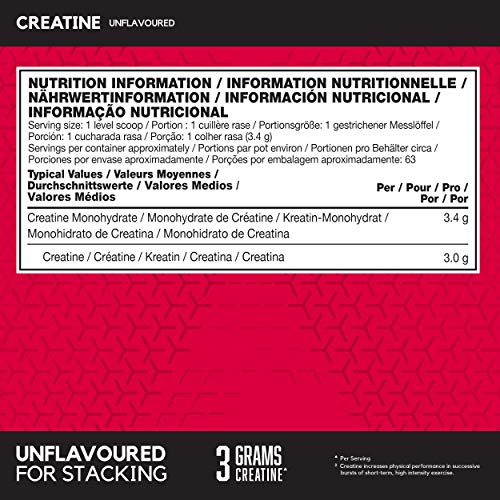 BSN DNA Creatine, Creatina Monohidratada en Polvo, Nutrición Deportiva, Sin Sabor, 63 Porciones, 216 g