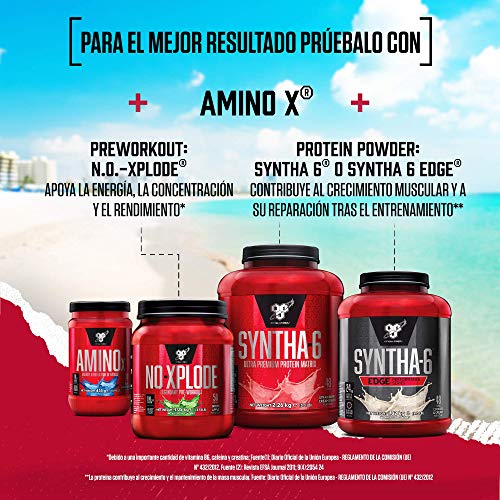 BSN Nutrition Amino X, Suplementos Deportivos BCAA Polvo con Aminoacidos Esenciales y Vitamina D, Aminoacidos BCAA para Musculacion, Frambuesa Azul, 30 Porciones, 435g