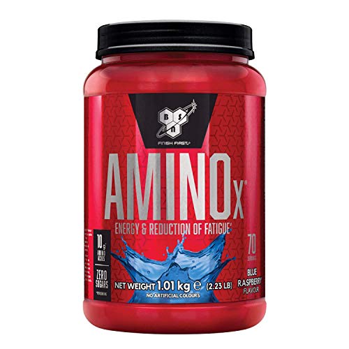 BSN Nutrition Amino X, Suplementos Deportivos BCAA Polvo con Aminoacidos Esenciales y Vitamina D, Aminoacidos BCAA para Musculacion, Frambuesa Azul, 70 Porciones, 1kg