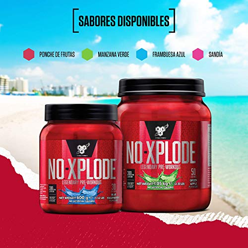 BSN Nutrition N.O.-Xplode, Suplementos Deportivos Pre Workout en Polvo con Creatina Monohidrato, Cafeina, Beta Alanina, Vitamina D y Vitamina B Complex, Ponche de Frutas, 50 Porciones, 1 kg