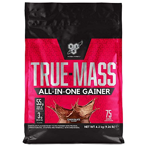 BSN True Mass All In One Gainer, Proteínas para Aumentar Masa Muscular con Creatina Monohidratada, Glutamina, Vitamina D y Zinc, Chocolate, 25 Porciones, 4.2 kg BSN True Mass All In One Gainer, Proteínas para Aumentar Masa Muscular con Creatina Monohidratada, Glutamina, Vitamina D y Zinc, Chocolate, 25 Porciones, 4.2 kg