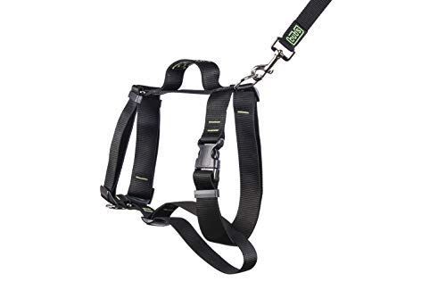 bub's no Pull - arnés con asa para Perro Grande Sistema Anti tirón (Comprobar tamaño: Cuello 43-74cm Pecho 59-94cm) (Negro)