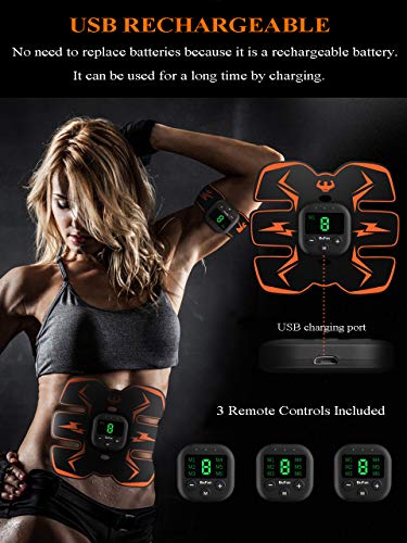 BuFan Electroestimulador Muscular Abdominales, 6 Modos y 10 Niveles de Intensidad EMS Estimulador Muscular con 20 PCS Reemplazo Gel Pad para Abdomen/Cintura/Pierna/Brazo BuFan Electroestimulador Muscular Abdominales, 6 Modos y 10 Niveles de Intensidad EMS Estimulador Muscular con 20 PCS Reemplazo Gel Pad para Abdomen/Cintura/Pierna/Brazo