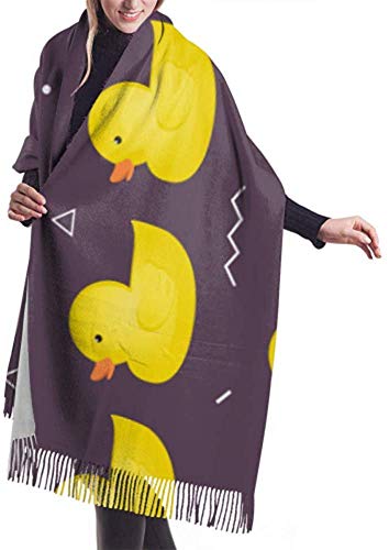 Bufanda de cachemira para mujer, patrón sin costuras, color amarillo, de goma, para natación, de cachemira, ligera, suave, de 196 x 68 cm, de cachemira, extra cálida