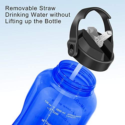 BuildLife Botella de agua motivacional de 2 L, sin BPA, con pajita y soporte para teléfono, recordatorio para beber más diario/a prueba de fugas, reutilizable, gran capacidad (azul, 2 litros)