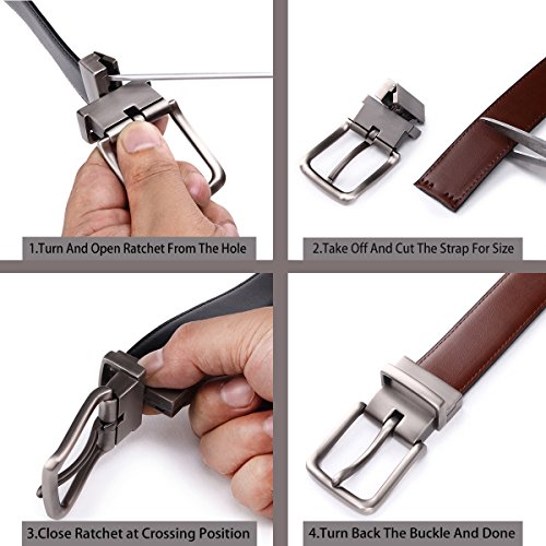 BULLIANT Cinturón Hombre, Cinturón Reversible de Cuero 31mm,Un Revés para 2 Colores,Tamaño Ajuste BULLIANT Cinturón Hombre, Cinturón Reversible de Cuero 31mm,Un Revés para 2 Colores,Tamaño Ajuste