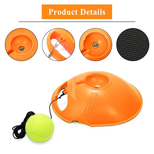 Buluri Entrenador de Tenis con Cuerda Elástica de Goma Entrenador de Pelota de Tenis autopráctica de Tenis Práctica Entrenamiento para Principiantes (Naranja)