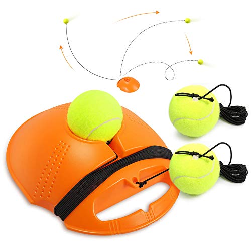 Buluri Entrenador de Tenis con Cuerda Elástica de Goma Entrenador de Pelota de Tenis autopráctica de Tenis Práctica Entrenamiento para Principiantes (Naranja)