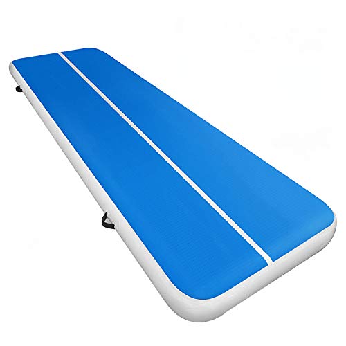 BuoQua Airtrack Gimnasia Colchonetas Gimnasio Alfombra Inflable Colchoneta Inflable de Gimnasia Alfombra de Entrenamiento sin Bomba (Azul, 300 * 100 * 20)