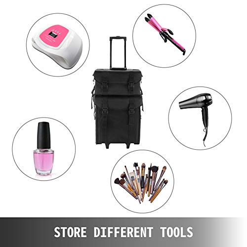 BuoQua Carretilla de Maquillaje Profesional 2 en 1, Maletín para Maquillaje de Tela Oxford, Caja de Belleza con Caja Grande y Pequeña, Carretilla Cosmética de Belleza con Ruedas, con Correa de Hombro BuoQua Carretilla de Maquillaje Profesional 2 en 1, Maletín para Maquillaje de Tela Oxford, Caja de Belleza con Caja Grande y Pequeña, Carretilla Cosmética de Belleza con Ruedas, con Correa de Hombro