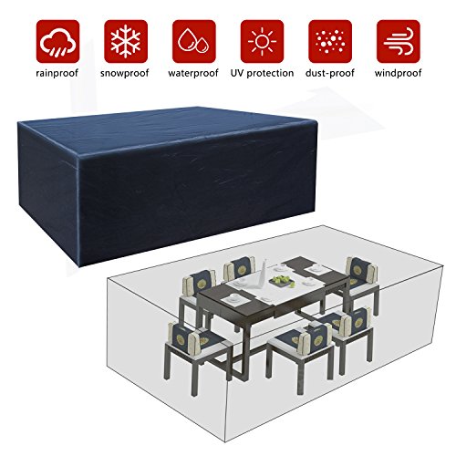 Buzazz Fundas de Muebles Oxford Tela Impermeable Resistente al Polvo Anti-UV Protección Exterior Muebles de Jardín Cubiertas de Mesa y Silla Negro (200 x 160 x 70 cm) Buzazz Fundas de Muebles Oxford Tela Impermeable Resistente al Polvo Anti-UV Protección Exterior Muebles de Jardín Cubiertas de Mesa y Silla Negro (200 x 160 x 70 cm)