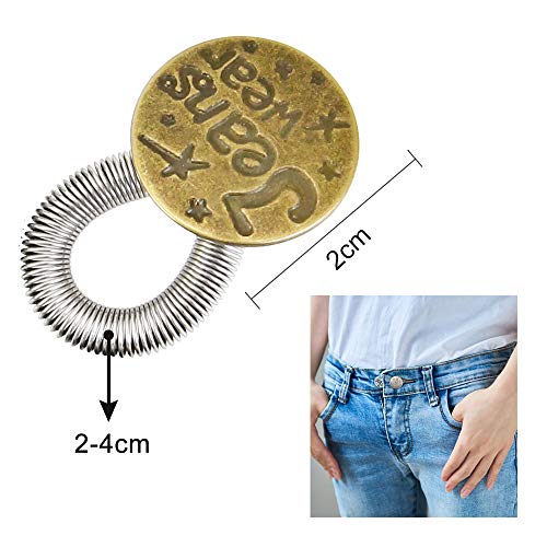 BUZIFU 6pcs Botones Extensores para Pantalones Vaqueros, Material de Metal, Fácil de Usar y Desmontar, Ideal para Alargar La Anchura de Cintura de Los Pantalones, para Hombre, Mujer y Niño