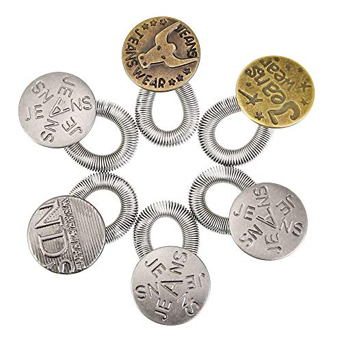 BUZIFU 6pcs Botones Extensores para Pantalones Vaqueros, Material de Metal, Fácil de Usar y Desmontar, Ideal para Alargar La Anchura de Cintura de Los Pantalones, para Hombre, Mujer y Niño BUZIFU 6pcs Botones Extensores para Pantalones Vaqueros, Material de Metal, Fácil de Usar y Desmontar, Ideal para Alargar La Anchura de Cintura de Los Pantalones, para Hombre, Mujer y Niño