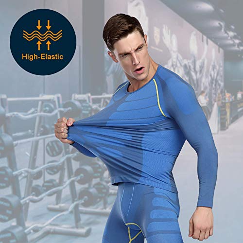 Bwiv Camiseta Hombre Deportiva Compresión Camiseta Interior Hombre Manga Larga Fitness Gimnasio Aire Libre para Entrenamiento Ciclismo de Azul y Línea Amarillo Talla XL Bwiv Camiseta Hombre Deportiva Compresión Camiseta Interior Hombre Manga Larga Fitness Gimnasio Aire Libre para Entrenamiento Ciclismo de Azul y Línea Amarillo Talla XL