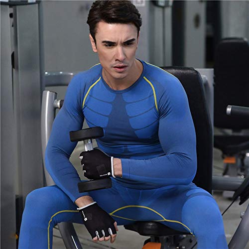 Bwiv Camiseta Hombre Deportiva Compresión Camiseta Interior Hombre Manga Larga Fitness Gimnasio Aire Libre para Entrenamiento Ciclismo de Azul y Línea Amarillo Talla XL Bwiv Camiseta Hombre Deportiva Compresión Camiseta Interior Hombre Manga Larga Fitness Gimnasio Aire Libre para Entrenamiento Ciclismo de Azul y Línea Amarillo Talla XL