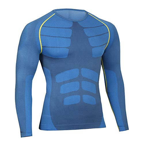 Bwiv Camiseta Hombre Deportiva Compresión Camiseta Interior Hombre Manga Larga Fitness Gimnasio Aire Libre para Entrenamiento Ciclismo de Azul y Línea Amarillo Talla XL Bwiv Camiseta Hombre Deportiva Compresión Camiseta Interior Hombre Manga Larga Fitness Gimnasio Aire Libre para Entrenamiento Ciclismo de Azul y Línea Amarillo Talla XL