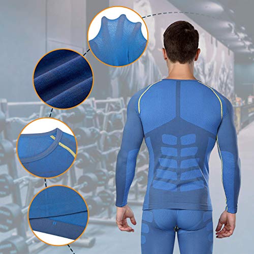 Bwiv Camiseta Hombre Deportiva Compresión Camiseta Interior Hombre Manga Larga Fitness Gimnasio Aire Libre para Entrenamiento Ciclismo de Azul y Línea Amarillo Talla XL Bwiv Camiseta Hombre Deportiva Compresión Camiseta Interior Hombre Manga Larga Fitness Gimnasio Aire Libre para Entrenamiento Ciclismo de Azul y Línea Amarillo Talla XL