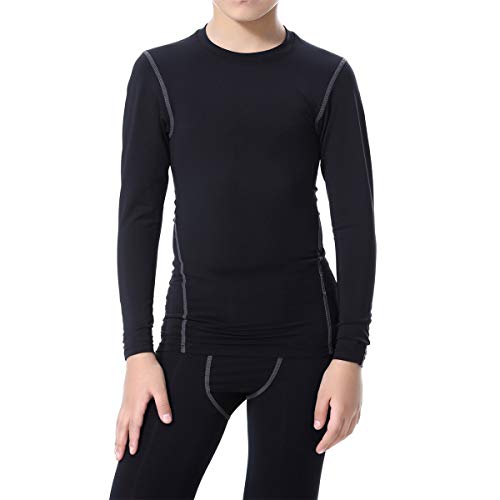 Bwiv Conjunto Térmico para Niños Camiseta Térmica de Manga Larga Pantalones Térmicos para Niños Ropa Interior Niña Esquí Elástico Secado Rápido(L140, Negro Grís Conjunto) Bwiv Conjunto Térmico para Niños Camiseta Térmica de Manga Larga Pantalones Térmicos para Niños Ropa Interior Niña Esquí Elástico Secado Rápido(L140, Negro Grís Conjunto)