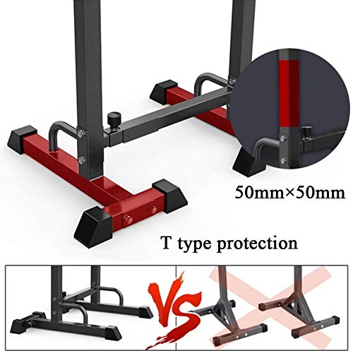 BWJL Pesas Ajustables mancuerna en Cuclillas para Montaje en Rack de banca con Barra de Acero Robusto Squat Press Puestos, Puerta Multi-Dip función del Soporte de Apoyo Barbell