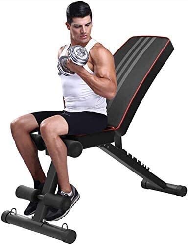 Byakns Equipo de aptitud comercial o en el hogar Peso Bench Utility Workout Bench Banco de peso ajustable - Bancos de pesas útiles for entrenamiento de cuerpo completo, banco plegable for ejercicios e