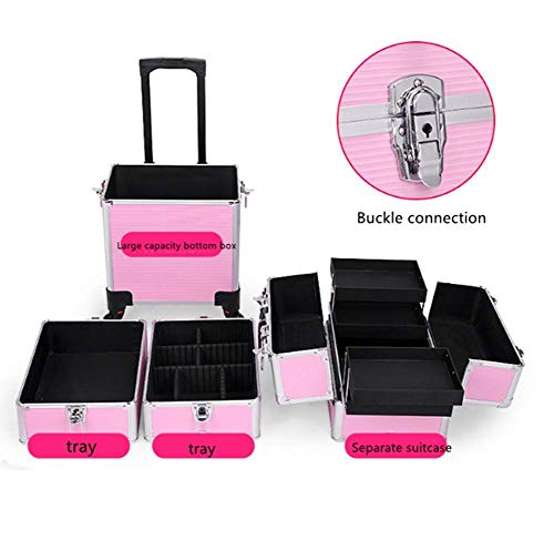 BYCDD Portátil Maleta de Maquillaje Profesional, de Aluminio Estuche Cosméticos Maletín Maquillaje Trolley Organizador Travel Beauty Case Makeup,Set