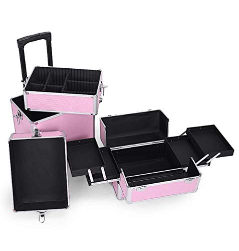 BYCDD Portátil Maleta de Maquillaje Profesional, de Aluminio Estuche Cosméticos Maletín Maquillaje Trolley Organizador Travel Beauty Case Makeup,Set