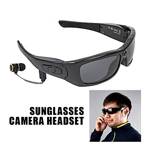 C- Gafas de Sol Bluetooth Cámara Auriculares Full HD 1080P Grabadora de Video Cámara Reproductor de MP3, para Gafas de cámara Mini al Aire Libre, Gran Regalo para su Familia y Amigos