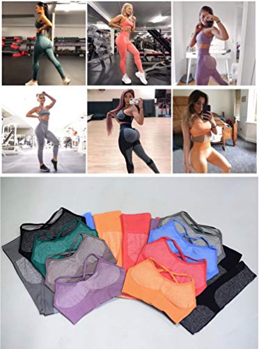 C K CrisKat Conjunto Deportivo Femenino Sujetador y Pantalones de Yoga Traje Deportivo Conjunto de Leggings y Sujetador Deportivo Conjunto de Yoga Sólido sin Costuras para Fitness (S, Negro)