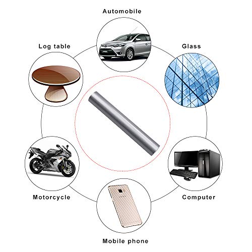 C100AE 6D Vinilo Fibra de Carbono Adhesiva, Vehículos Película Pegatina Decoración Autoadhesiva A Prueba de Agua Libre de Burbuja, DIY Decoración para Coche Motocicleta PC Muebles, 300cm*30cm (Plata) C100AE 6D Vinilo Fibra de Carbono Adhesiva, Vehículos Película Pegatina Decoración Autoadhesiva A Prueba de Agua Libre de Burbuja, DIY Decoración para Coche Motocicleta PC Muebles, 300cm*30cm (Plata)