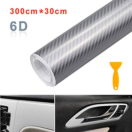 C100AE 6D Vinilo Fibra de Carbono Adhesiva, Vehículos Película Pegatina Decoración Autoadhesiva A Prueba de Agua Libre de Burbuja, DIY Decoración para Coche Motocicleta PC Muebles, 300cm*30cm (Plata) C100AE 6D Vinilo Fibra de Carbono Adhesiva, Vehículos Película Pegatina Decoración Autoadhesiva A Prueba de Agua Libre de Burbuja, DIY Decoración para Coche Motocicleta PC Muebles, 300cm*30cm (Plata)
