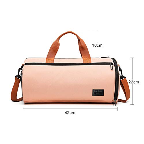 C100AE Bolsa Deporte y Viaje para Mujer y Hombre, Bolsa de Viaje Bolsa de Gimnasio con Compartimento para Zapatos y Ropa Mojada, Multiuso como Plegable Bolsa de Hombro Weekend (Rosa Claro)