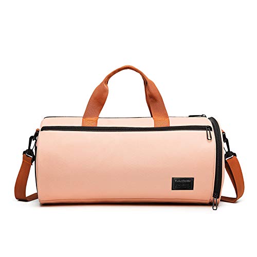 C100AE Bolsa Deporte y Viaje para Mujer y Hombre, Bolsa de Viaje Bolsa de Gimnasio con Compartimento para Zapatos y Ropa Mojada, Multiuso como Plegable Bolsa de Hombro Weekend (Rosa Claro)