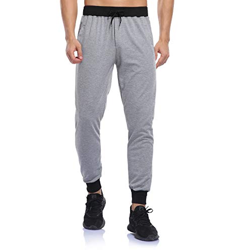 Cabeen Pantalones Deportivos de Algodón para Hombres Jogging Chándal Slim Fit Ajustado Pantalón con Bolsillos