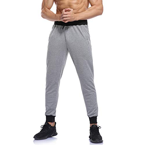 Cabeen Pantalones Deportivos de Algodón para Hombres Jogging Chándal Slim Fit Ajustado Pantalón con Bolsillos