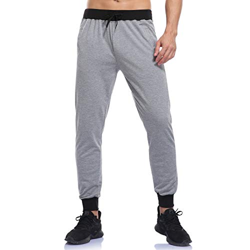 Cabeen Pantalones Deportivos de Algodón para Hombres Jogging Chándal Slim Fit Ajustado Pantalón con Bolsillos