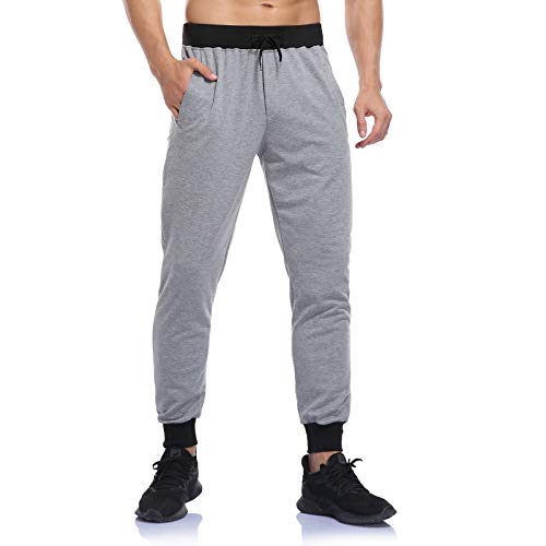 Cabeen Pantalones Deportivos de Algodón para Hombres Jogging Chándal Slim Fit Ajustado Pantalón con Bolsillos